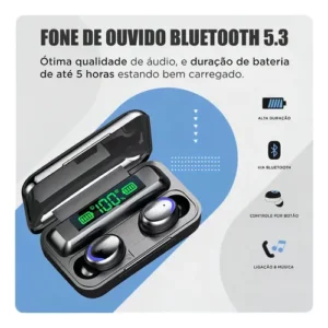 HIVI Fone de ouvido sem fio TWS F9-5C Bluetooth com LED e Power Bank resistente à água - Imagem 4