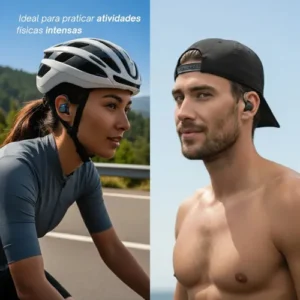 Fone de Ouvido Bluetooth 5.3 Tws Sem Fio Esportivo Compatível Com iPhone Samsung Xiaomi Motorola Com Gancho Premium KAPBOM Preto - Imagem 6