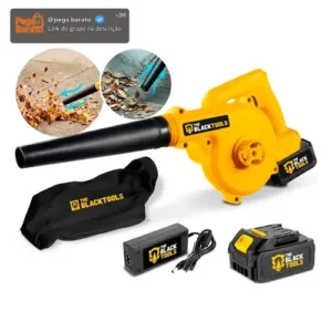 Soprador De Folhas The Black Tools Tcb21b A Bateria Aspirador Elétrico Com Saco Coletor Cor Amarelo e Preto - Imagem 1