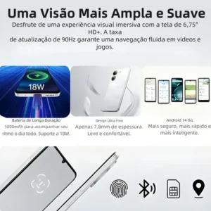 Celular Umidigi Note 90a 64gb 4gb Ram Cores Dual Sim Cor Branco Tela 6.75 5000mAh Elegante Ultimate - Imagem 6