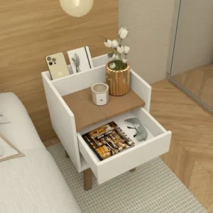 Mesa De Cabeceira By House Retrô Luxo Compacta 50cm Fosco Pes E Gaveta - Imagem 4