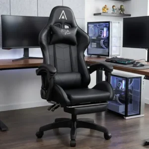 Cadeira Gamer Ergonômica Alpha Rija de Couro Sintético Preta - Imagem 3