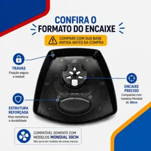 Base Do Ventilador Mondial 30cm 6-pás Preta Original - Imagem 5