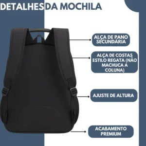 Mochila Masculina Impermeável Reforçada Aço Escola Notebook - Imagem 6