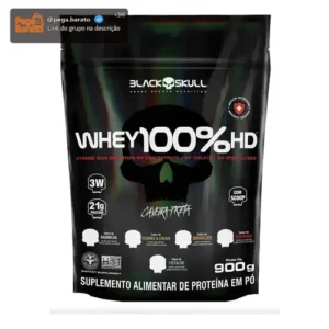 Whey 100% Hd Refil Black Skull 900g Wpc Wpi E Wph Sabor Baunilha - Imagem 1