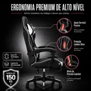 Cadeira Gamer Python Fly GC01 Ergonômica com Apoio para Pés e Encosto Reclinável até 150kg - Imagem 8