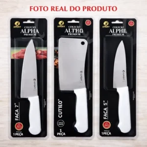 Kit 3 Facas Profissionais Peixeira 5 E 7 E Cutelo 6 Inox - Imagem 4