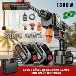 Lavadora de Alta Pressão Portátil Recarregável Maleta 2 Baterias Preto - Imagem 1