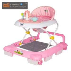 Andador Infantil Musical Para Bebê Empurrador Compacto 3 Ajustes de Altura La Bamba Maxi Baby - Rosa - Imagem 1