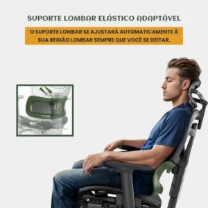 Cadeira De Escritório Ergonômica Mônaco Bt07 Luvinco Malha Respirável Com Suporte Lombar Adaptável Apoio Para Pés Retrátil Encosto Ajustável Seis Posições Cor Preta Suporta 200kg - Imagem 6