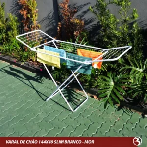 Varal De Chão Abas Slim Dobrável Retrátil Aço Reforçado Mor - Imagem 4