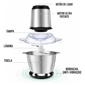 Processador Triturador Elétrico De Alimentos Inox 2 Litros - Imagem 4