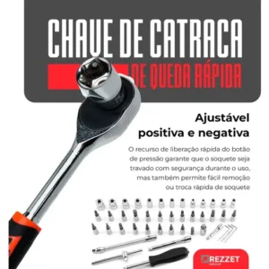Kit Ferramentas 46 Peças Com Soquetes e Chaves Para Carro e Casa - Imagem 2