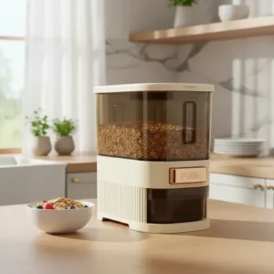 Dispenser De Alimentos 5kg Organizador De Grãos Arroz Cereais Temperos Porta Cereal De Cozinha Com Copo Medidor Pote Plastico Grande Para Armazenamento De Alimentos Pote Organizador Cozinha - Imagem 5