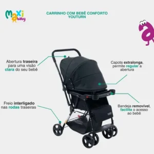 Carrinho de Bebê Com Alça Reversível YouTurn Maxi Baby - Gold - Imagem 7