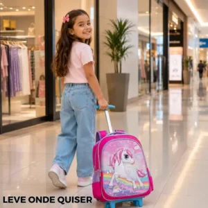 Kit Mochila Unicórnio 3d Rodinha 3 Peças Rosa - Imagem 8