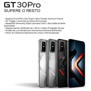Smartphone Gamer Infinix GT30 PRO 5G - 12GB RAM 256GB Câmera Dupla 108MP+ Selfie 13MP NFC 6,78" Amoled 144Hz Dual Chip - Memória RAM Expansível Até 24GB - Chumbo - Imagem 5