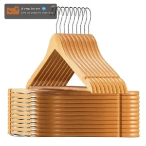 Kit 30 Cabides De Madeira Com Barra Antideslizante - Imagem 1