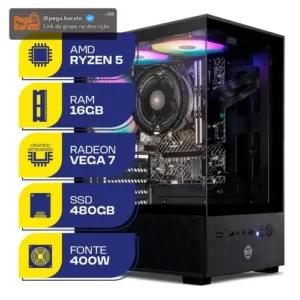 Pc Gamer Mcl, Amd Ryzen 5 5600gt, 16gb Ddr4, Ssd 480gb - Imagem 1