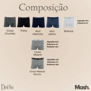 Kit Com 10 Cuecas Boxer Algodão Cotton Masculina Adulto Mash - Imagem 7