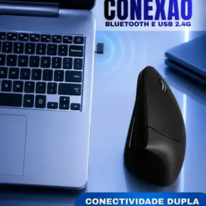 Mouse Vertical Ergonômico Recarregável Sem Fio Bluetooth Led Usb 2.4g 1600 Dpi Silencioso Portátil - Imagem 6