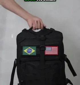Mochila Tática Militar 50l Bagear Masculina Reforçada Impermeável Ideal Para Trabalho Viagem Camping Caça Pesca Com 2 Patch Bandeira Brasil Eua Cor Preta - Imagem 2