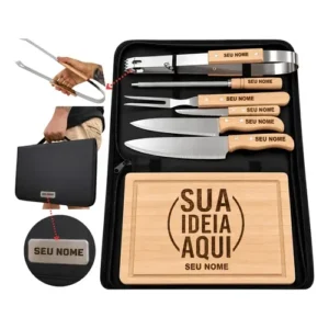Kit Churrasco Personalizado Tábua Faca Garfo Nome Time Logo - Imagem 1