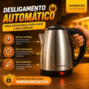 Chaleira Elétrica Jarra Inox 1.8l Ferve Água Rápido Café Chá - Imagem 6
