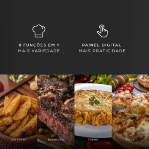 Fritadeira Elétrica Air Fryer 8 em 1 Wap Barbecue Heat Digital Wc Ab1030 - Imagem 5