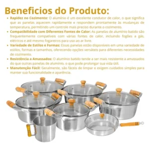 Conjunto De Panelas 7 Peças Alumínio Fundido Batido Grosso - Imagem 6