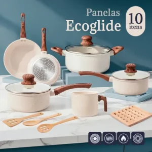 Jogo De Panelas Induçao Antiaderente Cerâmica 10 Peças Ppg Pfoa Free Baunilha - Imagem 4