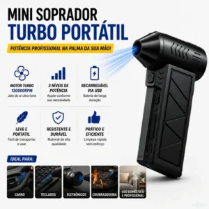Mini Ventilador Soprador Ar Turbo 130000rpm Sem Fio Recarregável Usb 3 Níveis Jato Forte Portátil Multiuso Limpeza Teclado Carro Acende Churrasqueira Marca Davely - Imagem 10