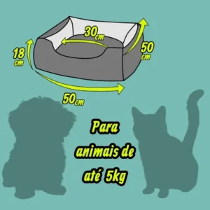 Caminha Para cachorro Pequeno e gato cama tamanho P 50x50 super macia e confortavel lavavel com ziper resistente Cor Azul Coroa - Imagem 2
