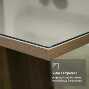 Sala De Jantar Estofada Madesa Evelin Mesa Tampo Vidro Com 4 Cadeiras Cor Rustic/Crema/Imperial MDJA0401037GSIM - Imagem 8
