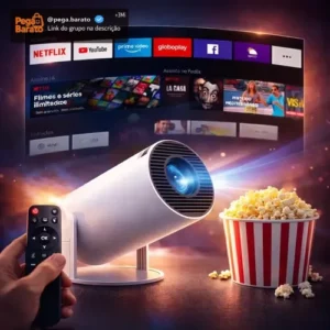 Projeto Smart Portátil TV Hd 4k Bluetooth Wifi Cor Branco Android 11.0 5g Cinema em Casa Imagem Nítida Compatível Com Diversos Dispositivos Hy300 Com Controle VLX - Imagem 1