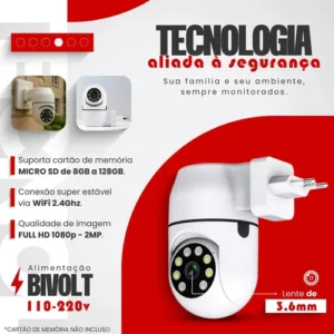 Câmera De Segurança Full Hd Visão Noturna Tomada 360° Wi-Fi Ip Monitoramento Interno Conexão Sem Fio Controle App Smartphone Vigilância Residencial Branca Nixzen - Imagem 4