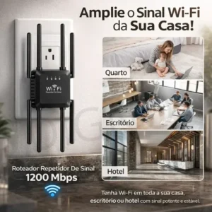 Repetidor De Sinal Roteador Wi-fi 8 Antenas Wireless 1200mbps Digno 2.4ghz E 5ghz Amplificador Extensor Longo Alcance E Alta Performance Preto/branco - Imagem 2