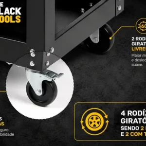 Carrinho Ferramentas Capacidade 1 Gaveta Preto 120kg Bcm300 - Imagem 5