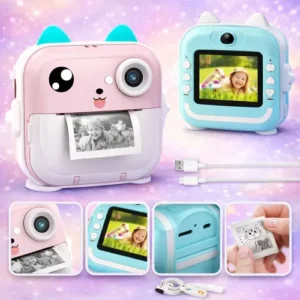 Câmera Digital Infantil Impressão Instantânea Dorama Foto Video Jogos Cor Câmera Polaroid Rosa - Imagem 6