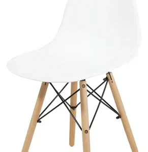 Conjunto Jantar Eames Eiffel Mesa 90cm Branco Com 4 Cadeiras Pés Madeira - Imagem 5