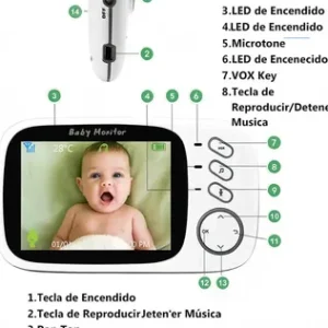 Baba Eletrônica Baby Monitor Vb603 Visão Noturna Dual Audio Cor Branco Estary Shop - Imagem 5