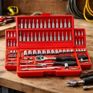 Kit Ferramentas Soquetes 46 Peças Com Catraca Reversível - Imagem 6