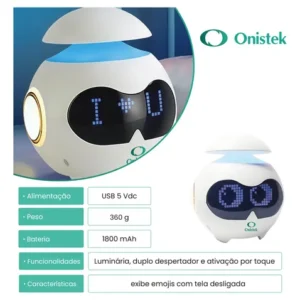 Despertador Inteligente Design Robo Bluetooth Alto-falante - Imagem 5