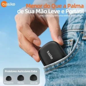 Basike Fone De Ouvido Bluetooth 6.0 Esportivo Sem Fio Gancho Intra-auricular,estéreo,Com display Led, Tws, Ipx5, Enc, Suporta Chamadas De Voz, Compatível Android E Ios, Cor Preto - Imagem 7