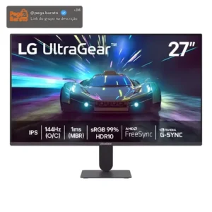Monitor LG UltraGear 27G411A-B 27",FHD, 144Hz, 1ms (MBR), NVIDIA G-SYNC, AMD FreeSync, HDR10 - Imagem 1