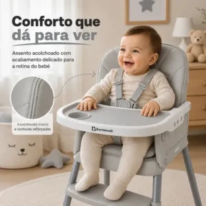 Cadeira De Alimentação Infantil Acolchoada 3 Em 1 Portátil Cor Cinza - Imagem 2