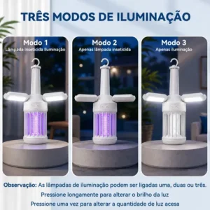 Lâmpada Led Dobrável Recarga Com Repelente Para Camping - Imagem 7