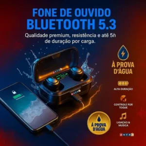 Fone De Ouvido Sem Fio Bluetooth F9-5 Pares Som Imersivo Powerbank Moderno Bateria Longa Duração Academia Compativel Com Todos Celulares - Imagem 7