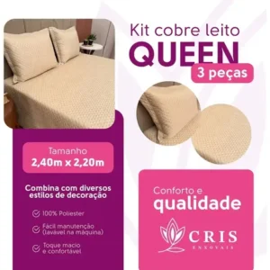 Colcha Cobre Leito Matelado Liso Queen 3 Peças - Imagem 6