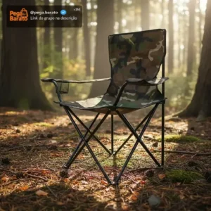 Cadeira Camping Dobravel Camuflada Porta Copo Ate 150kg - Imagem 1